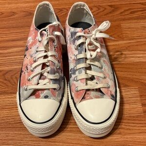 Converse Pink and White Floral Sneakers